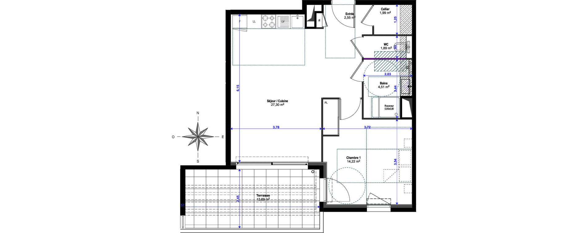 Appartement T2 de 52,46 m2 &agrave; Saint-Rapha&euml;l Valescure
