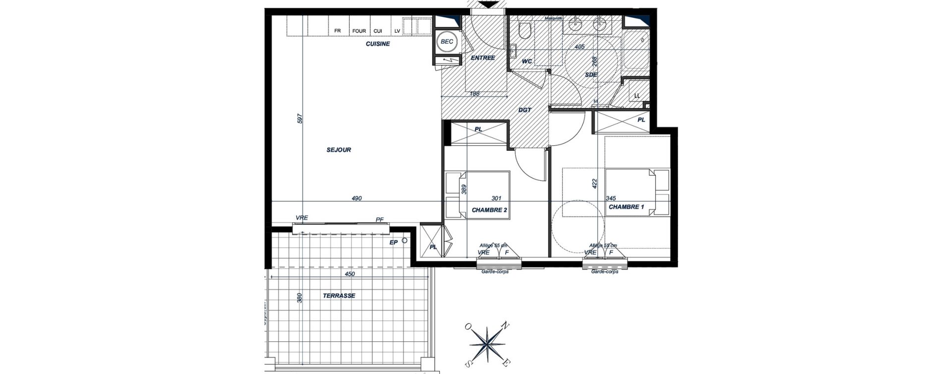 Appartement T3 de 74,00 m2 &agrave; Saint-Rapha&euml;l Centre