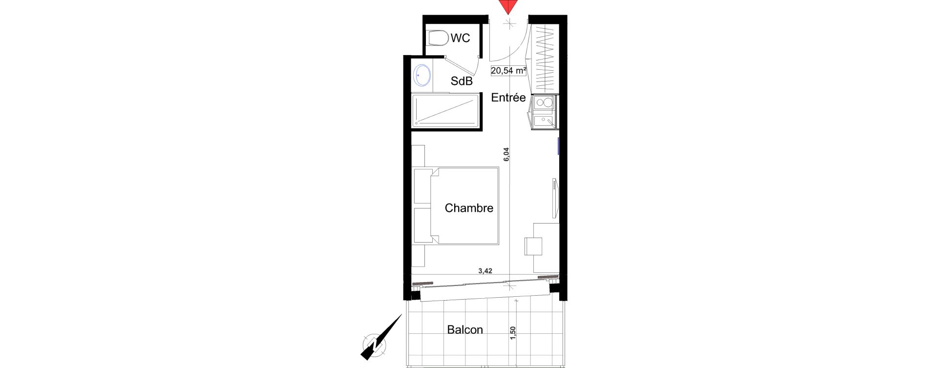 Appartement T1 de 20,54 m2 &agrave; Saint-Rapha&euml;l Centre