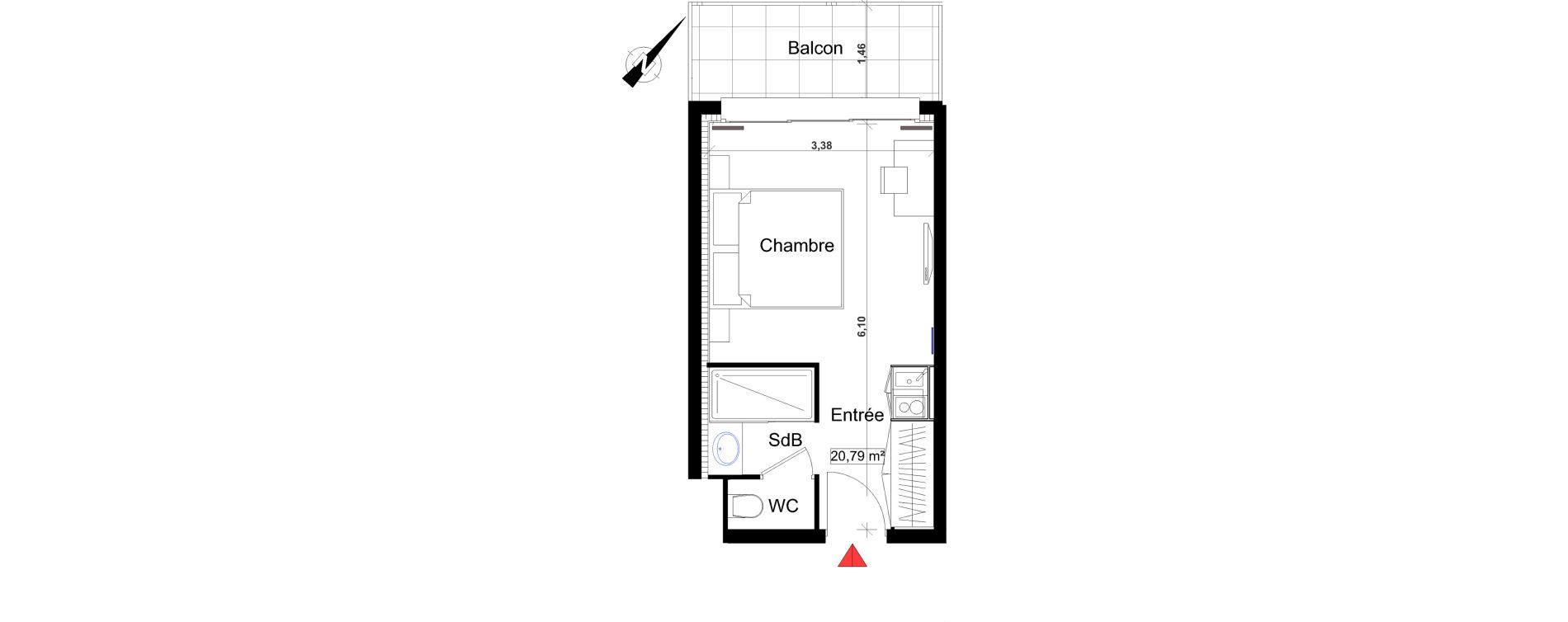 Appartement T1 de 20,79 m2 &agrave; Saint-Rapha&euml;l Centre