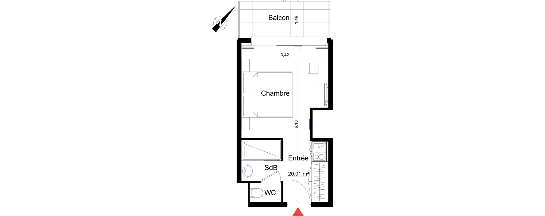Appartement T1 de 20,01 m2 &agrave; Saint-Rapha&euml;l Centre