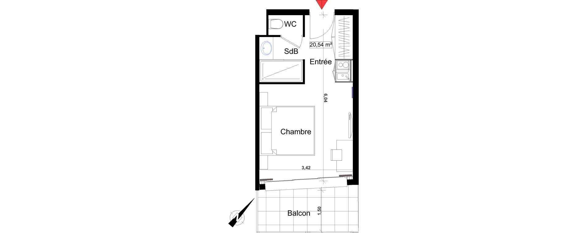 Appartement T1 de 20,54 m2 &agrave; Saint-Rapha&euml;l Centre