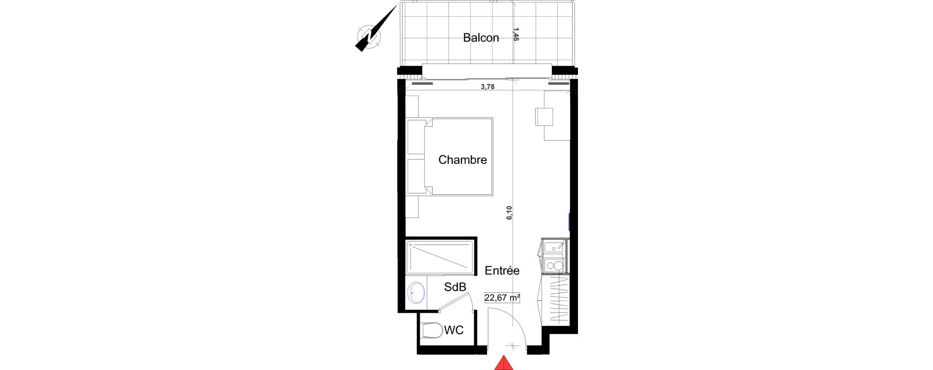 Appartement T1 de 22,33 m2 &agrave; Saint-Rapha&euml;l Centre
