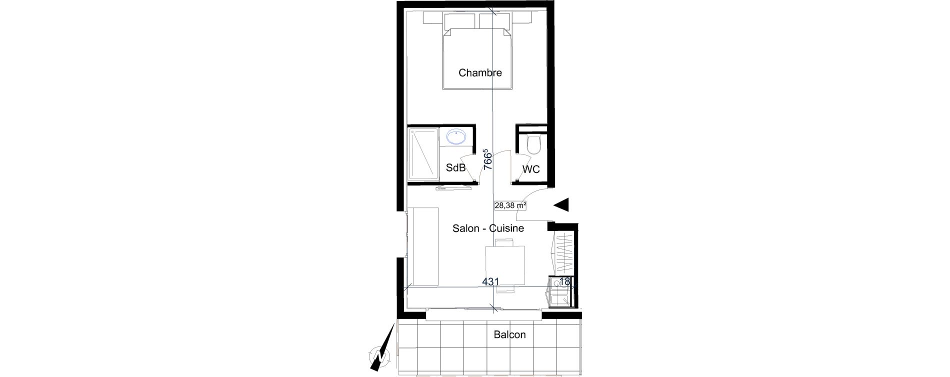 Appartement T2 de 28,38 m2 &agrave; Saint-Rapha&euml;l Centre