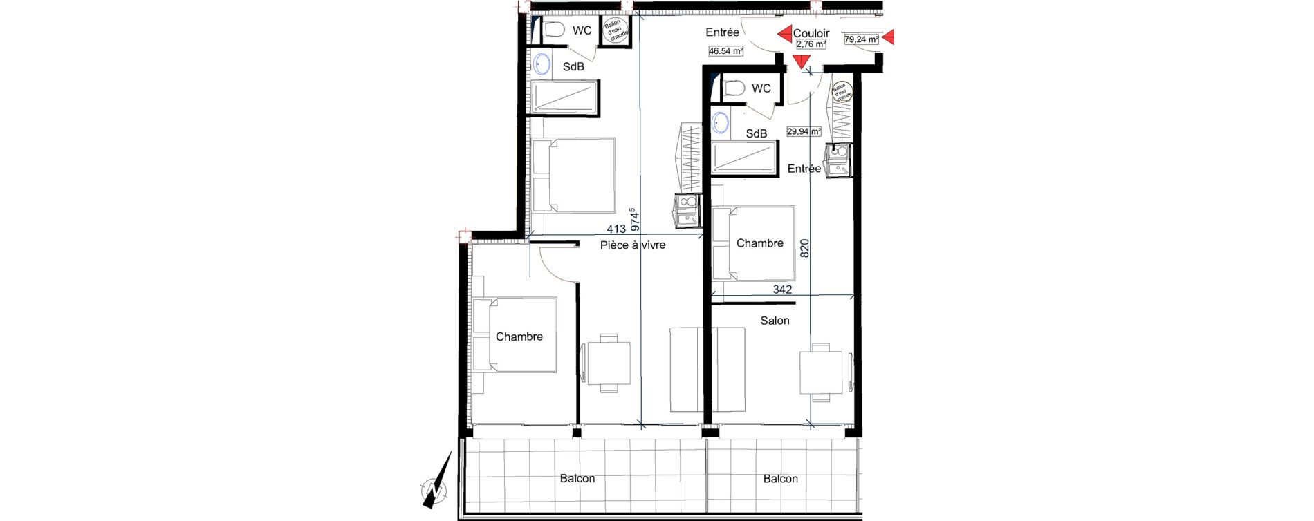 Appartement T2 de 29,94 m2 &agrave; Saint-Rapha&euml;l Centre