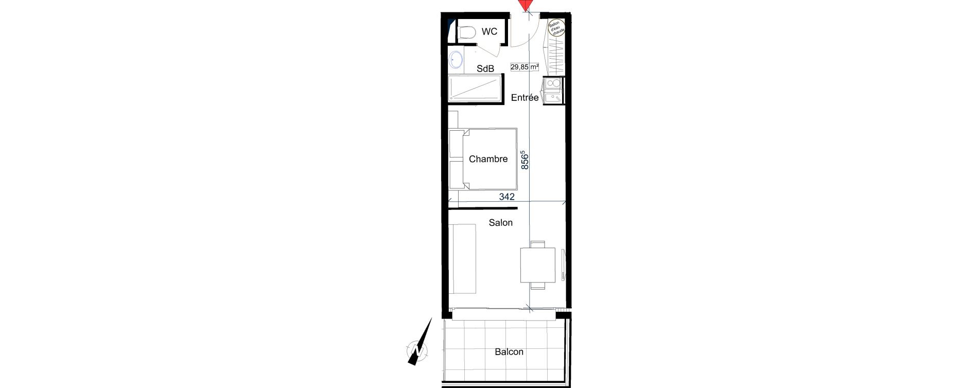 Appartement T2 de 29,85 m2 &agrave; Saint-Rapha&euml;l Centre