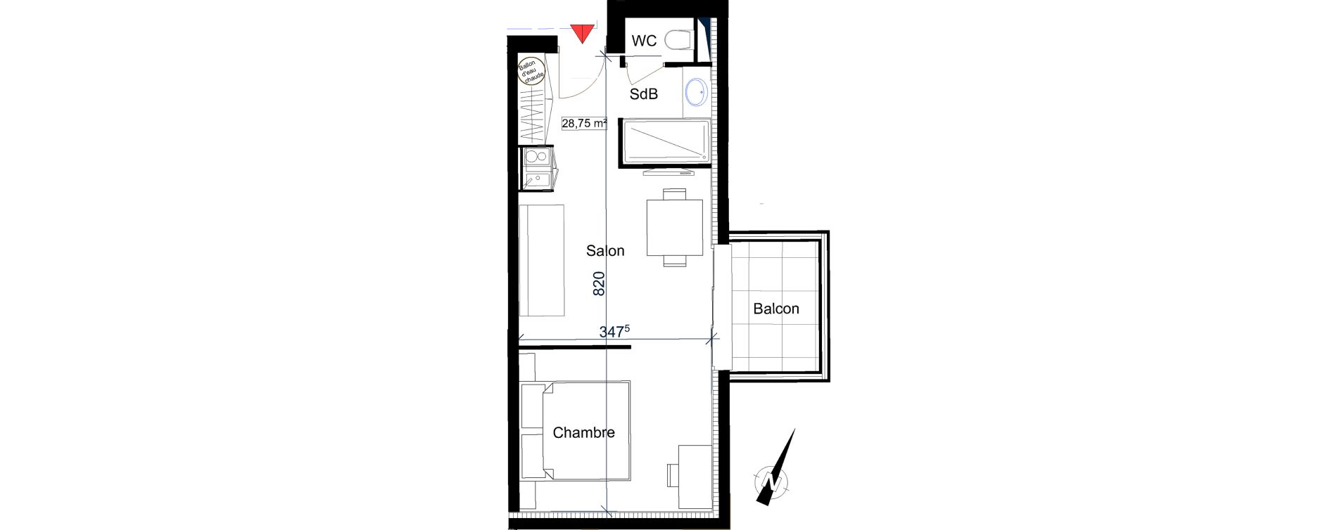 Appartement T2 de 28,75 m2 &agrave; Saint-Rapha&euml;l Centre