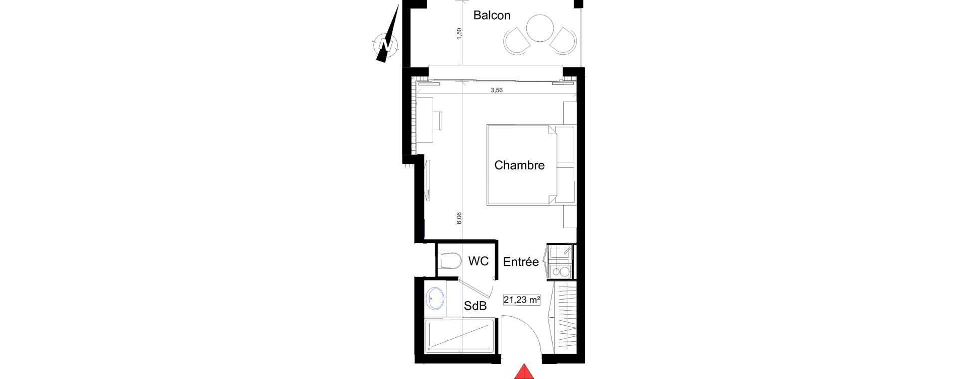 Appartement T1 de 21,23 m2 &agrave; Saint-Rapha&euml;l Centre