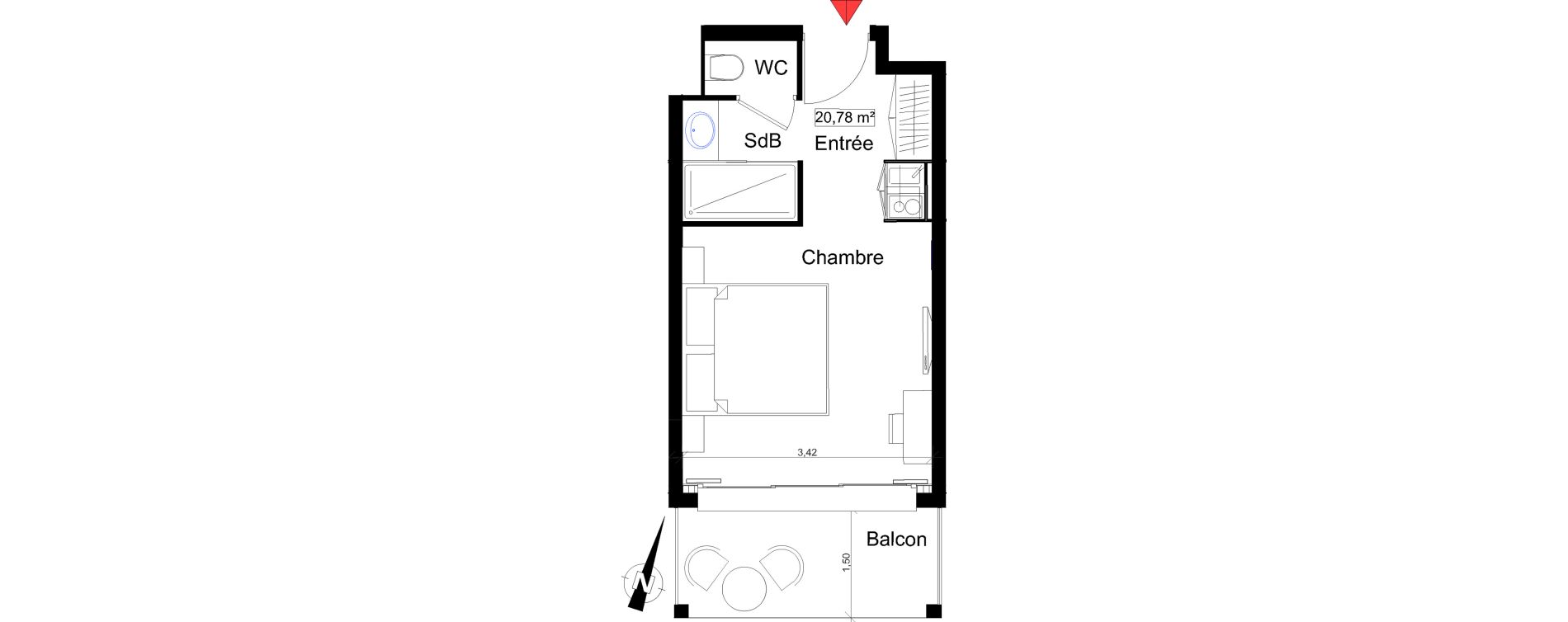 Appartement T1 de 20,78 m2 &agrave; Saint-Rapha&euml;l Centre