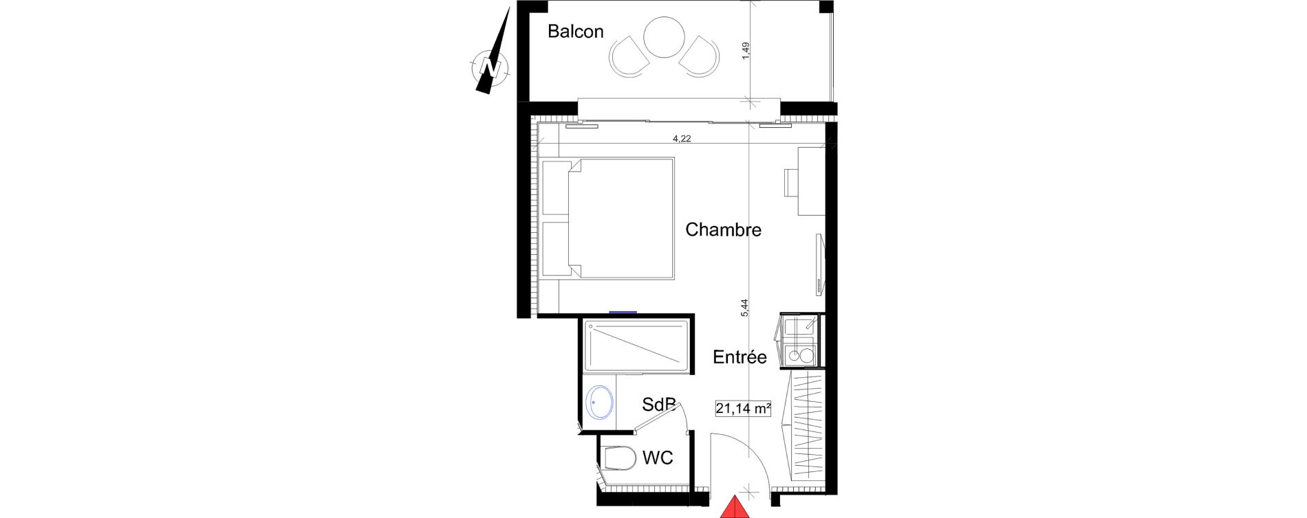 Appartement T1 de 21,14 m2 &agrave; Saint-Rapha&euml;l Centre