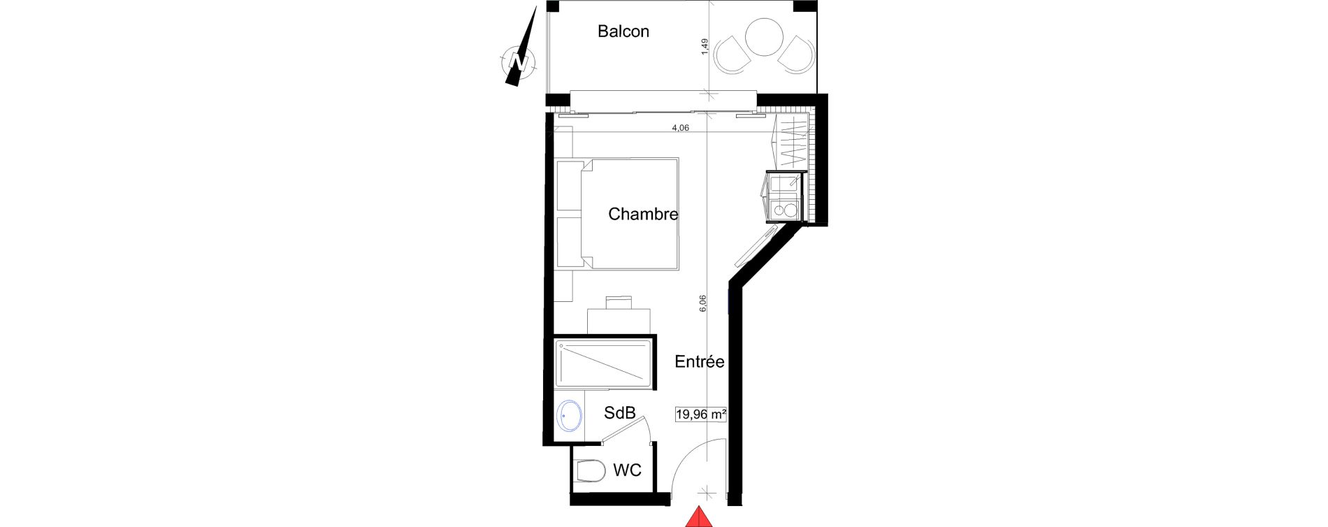 Appartement T1 de 19,96 m2 &agrave; Saint-Rapha&euml;l Centre
