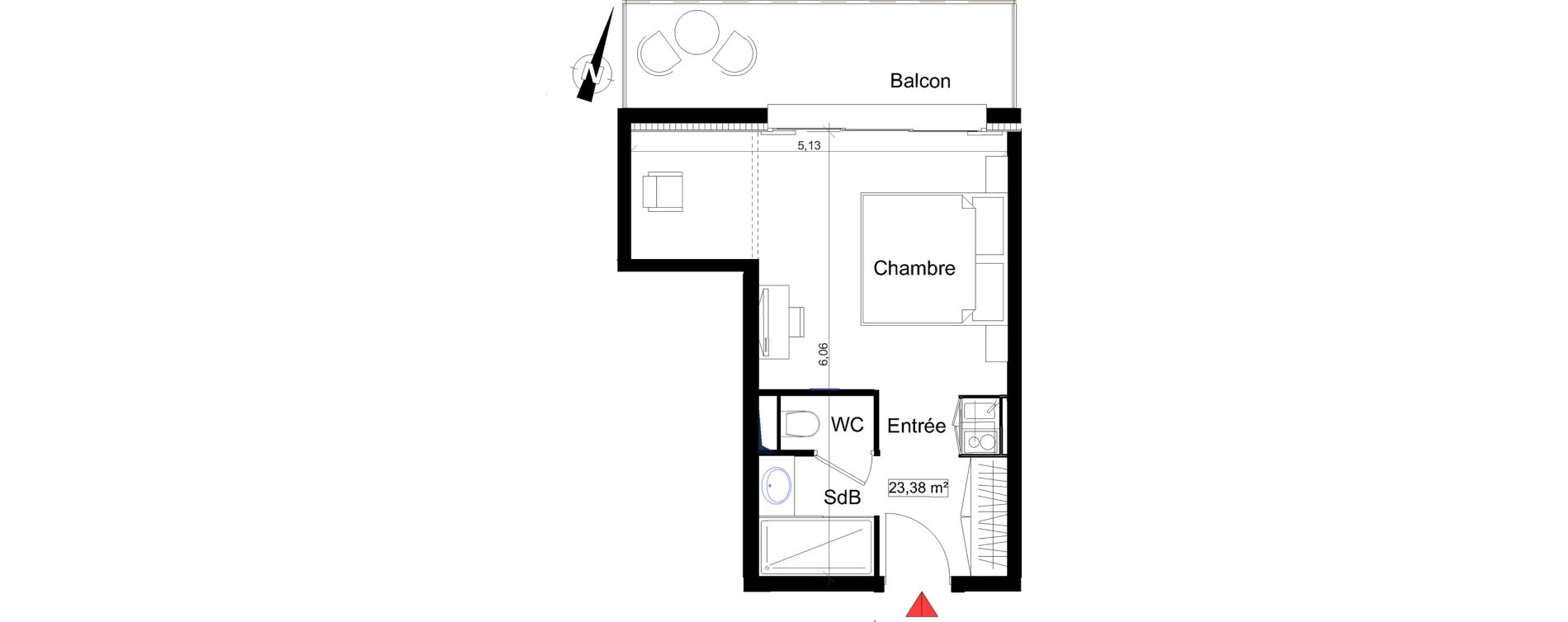 Appartement T1 de 23,38 m2 &agrave; Saint-Rapha&euml;l Centre