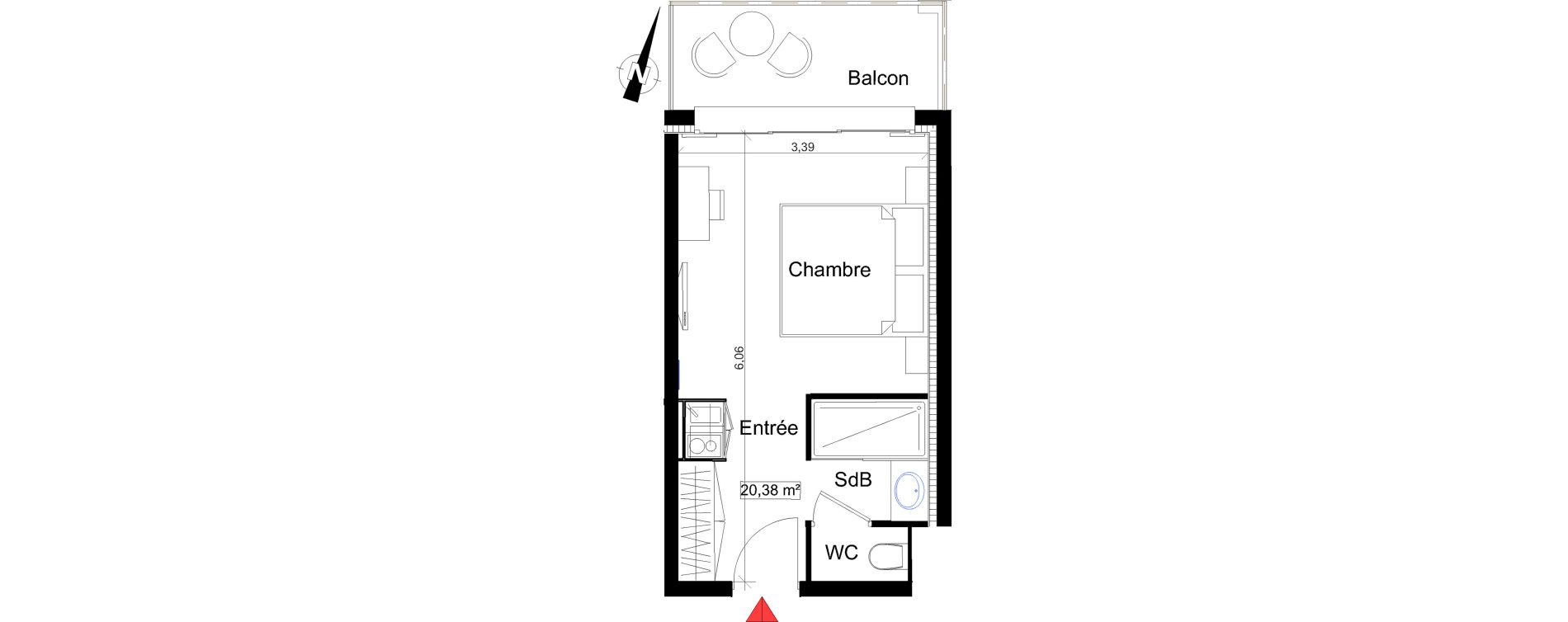 Appartement T1 de 20,38 m2 &agrave; Saint-Rapha&euml;l Centre