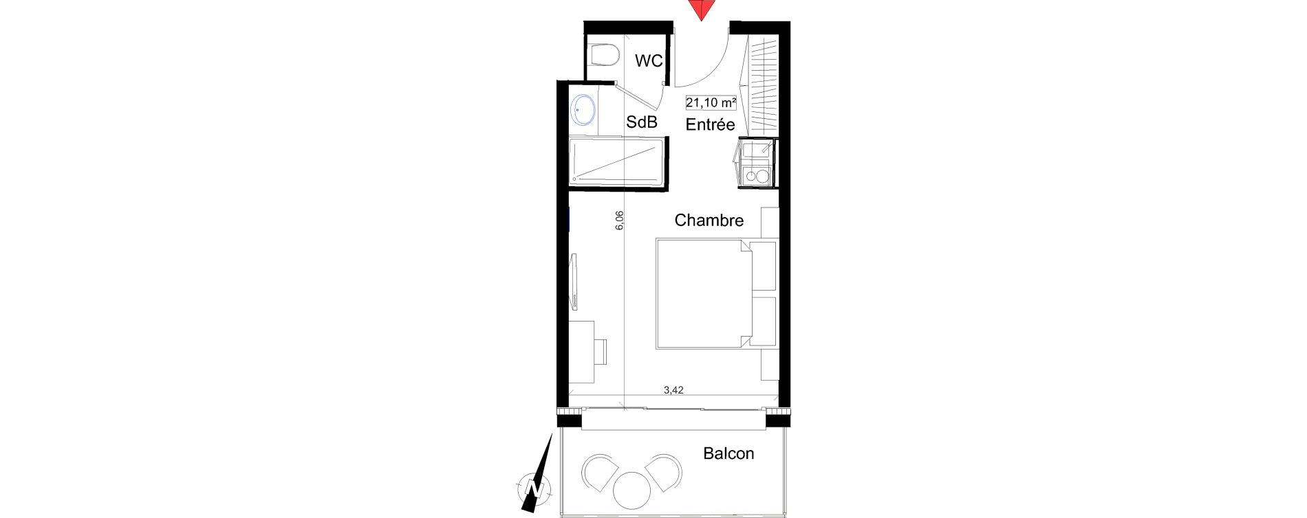 Appartement T1 de 21,10 m2 &agrave; Saint-Rapha&euml;l Centre