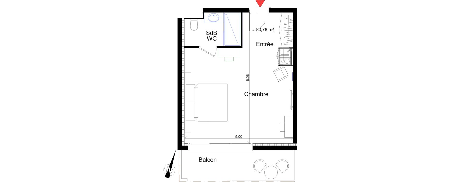 Appartement T1 de 30,78 m2 &agrave; Saint-Rapha&euml;l Centre