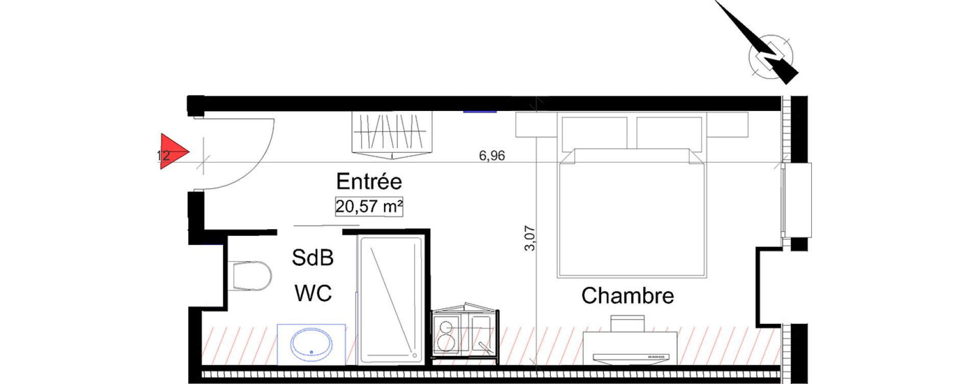 Appartement T1 de 20,57 m2 &agrave; Saint-Rapha&euml;l Centre