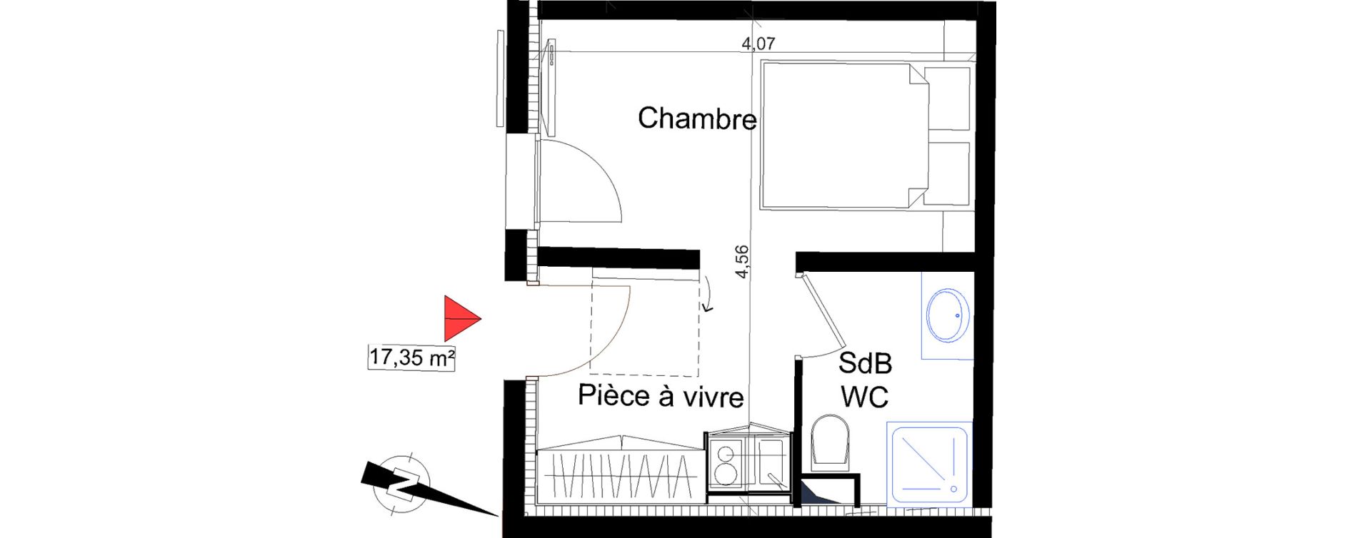 Appartement T2 de 17,35 m2 &agrave; Saint-Rapha&euml;l Centre