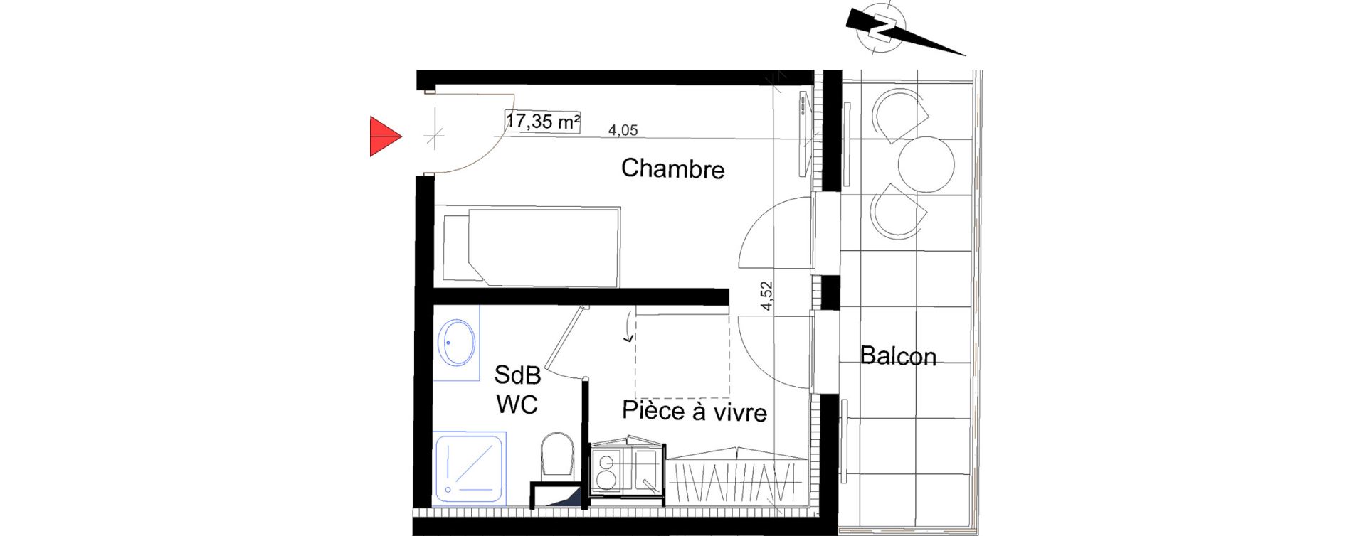 Appartement T2 de 17,35 m2 &agrave; Saint-Rapha&euml;l Centre