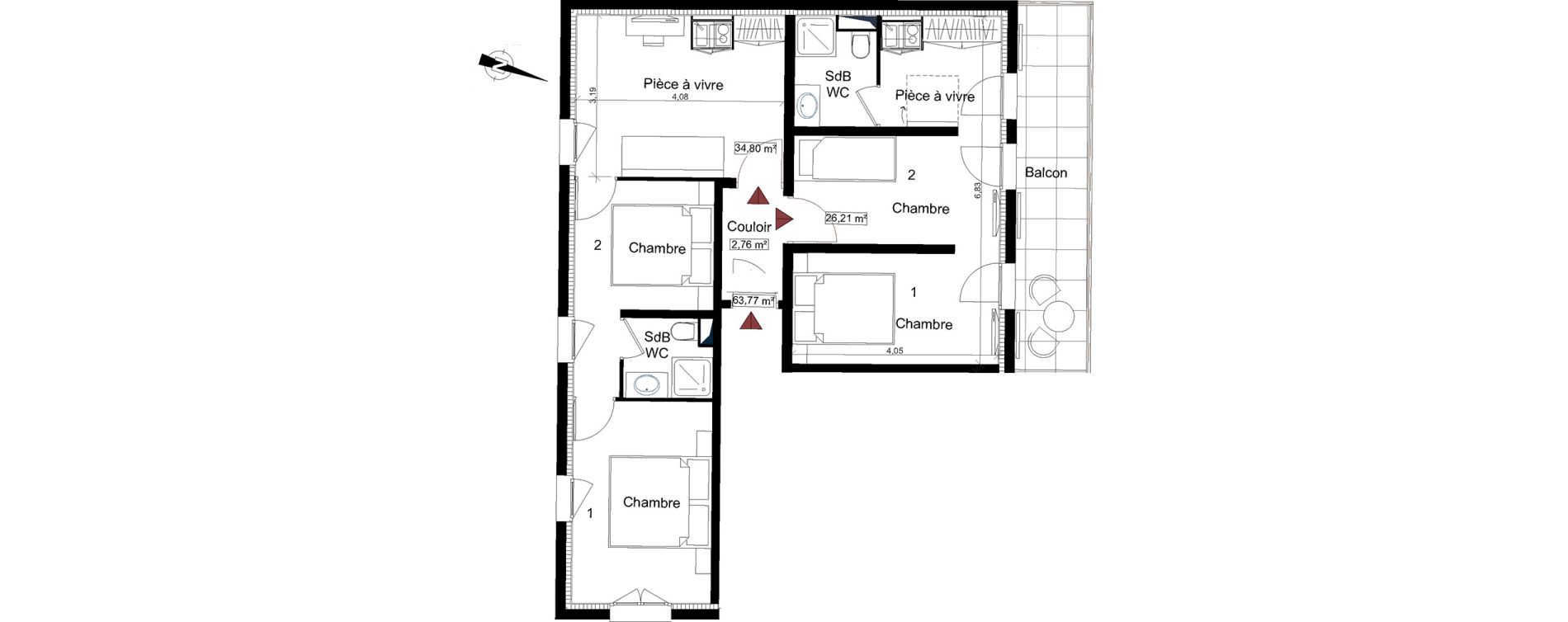 Appartement T3 de 26,21 m2 &agrave; Saint-Rapha&euml;l Centre