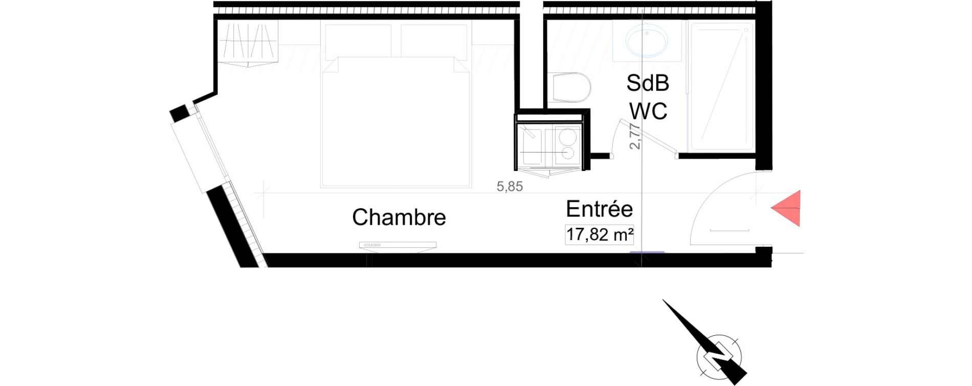 Appartement T1 de 17,82 m2 &agrave; Saint-Rapha&euml;l Centre