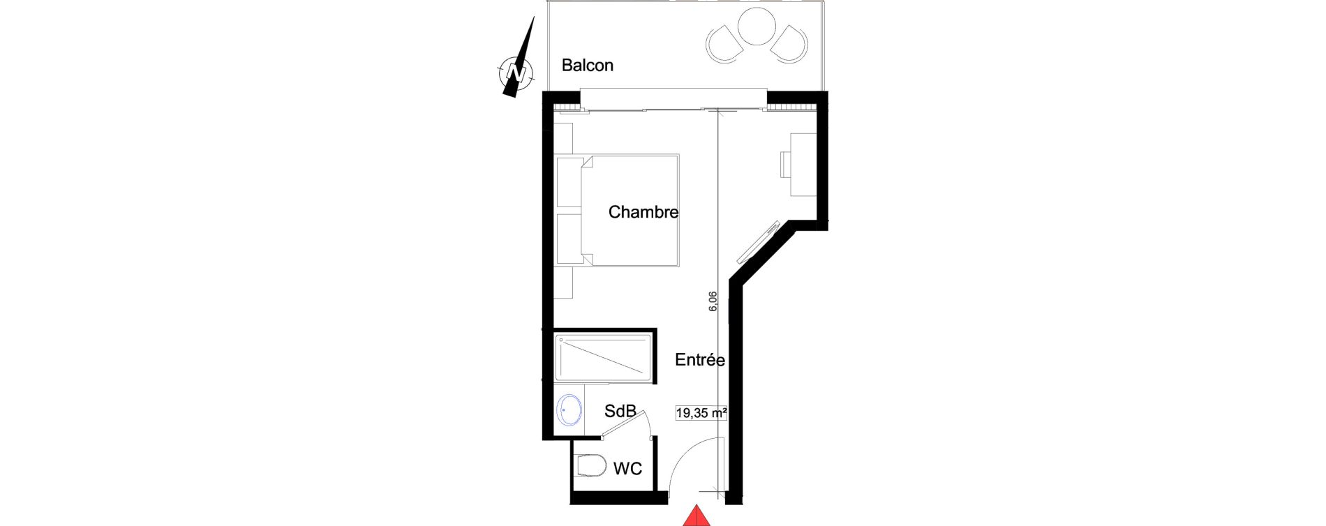 Appartement T1 de 19,35 m2 &agrave; Saint-Rapha&euml;l Centre