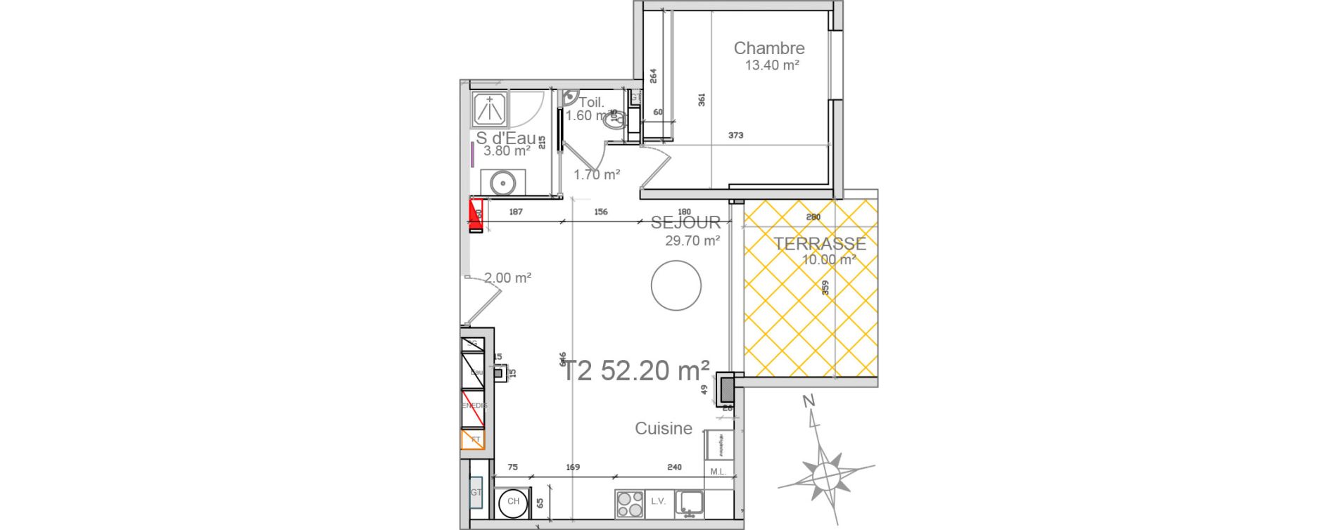 Appartement T2 de 52,20 m2 &agrave; Saint-Rapha&euml;l Le dramont