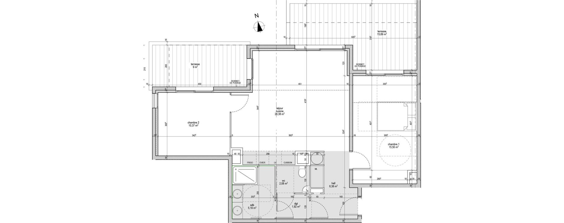 Appartement T3 de 67,82 m2 &agrave; Saint-Rapha&euml;l Le dramont
