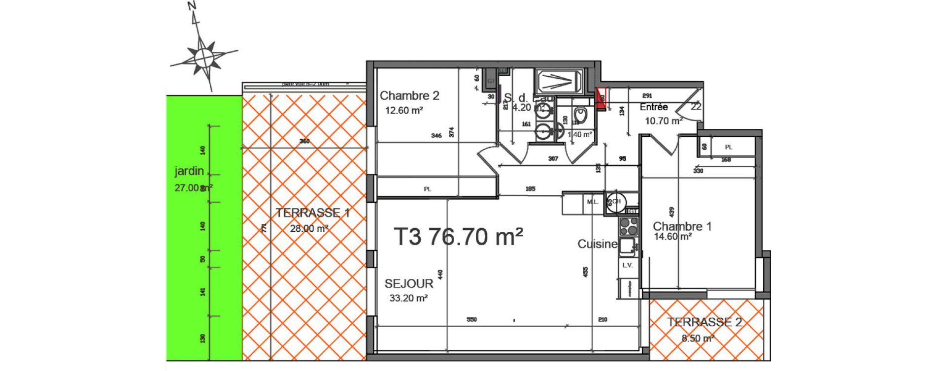 Appartement T3 de 76,70 m2 &agrave; Saint-Rapha&euml;l Le dramont