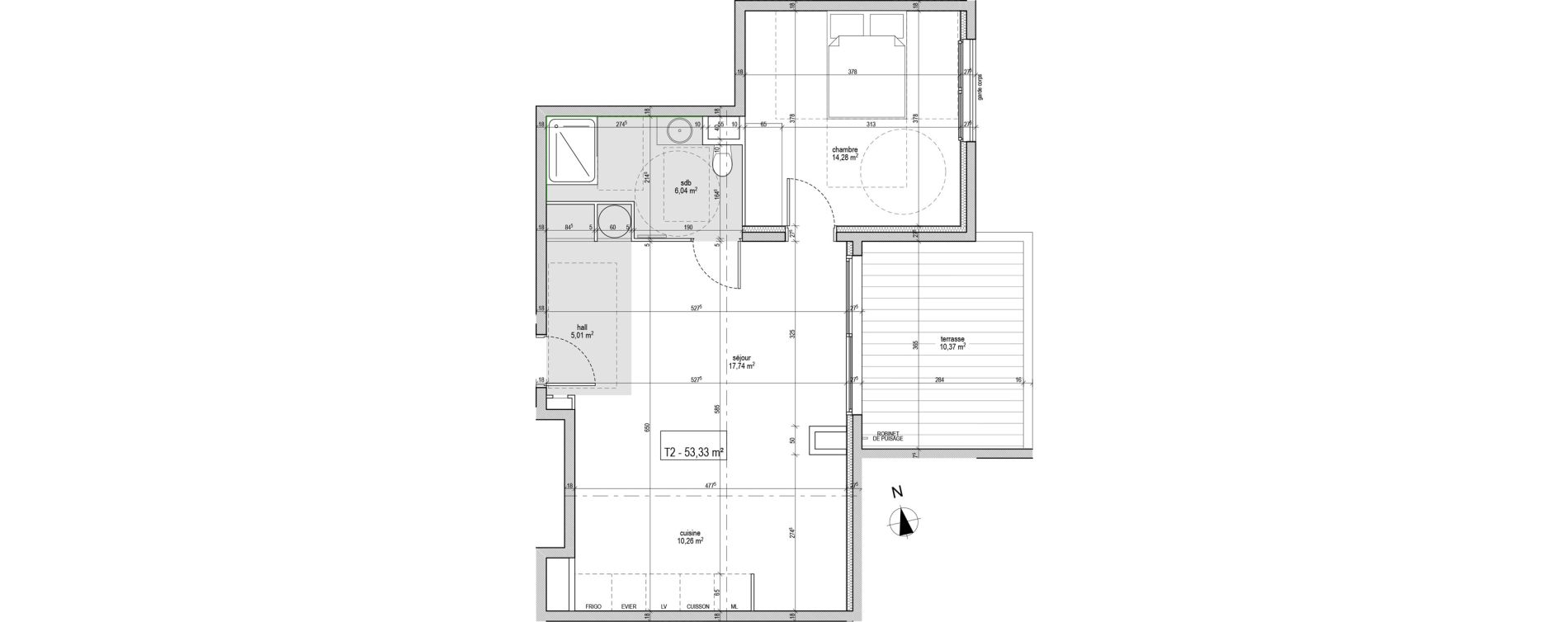 Appartement T2 de 53,33 m2 &agrave; Saint-Rapha&euml;l Le dramont
