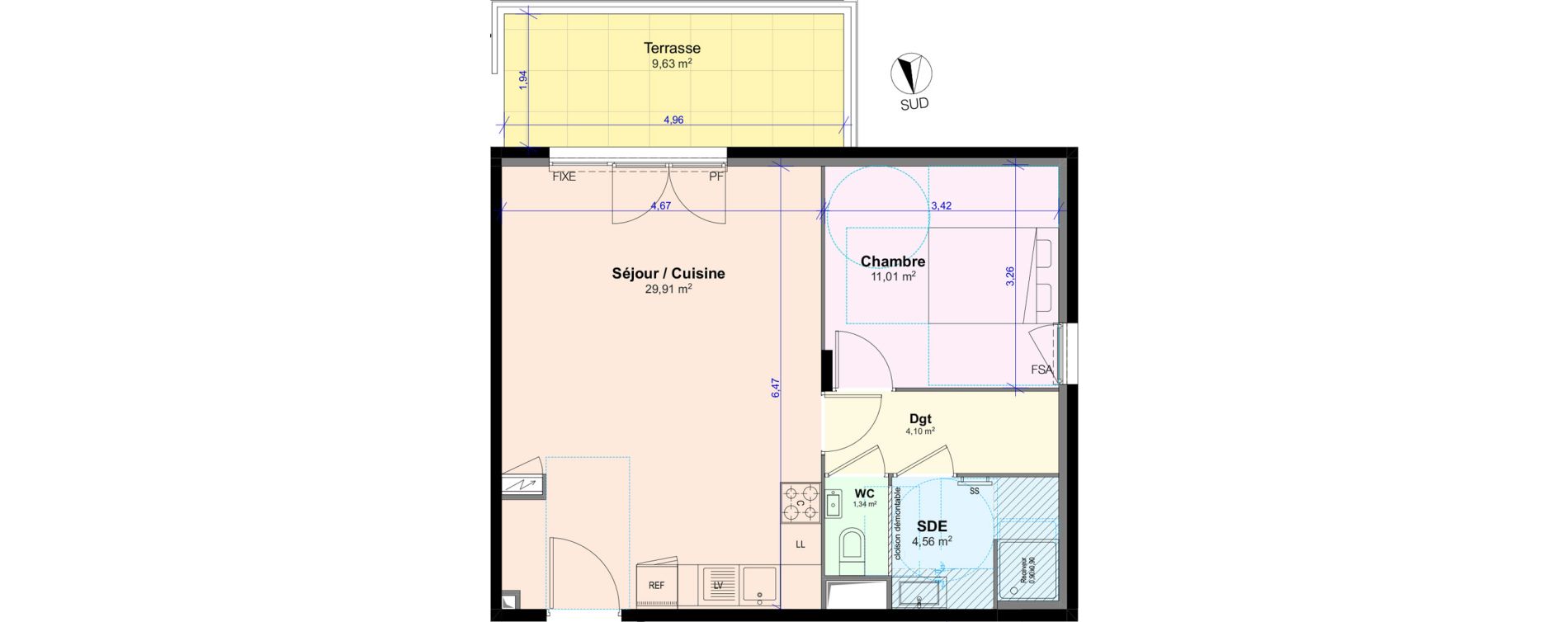 Appartement T2 de 50,92 m2 &agrave; Saint-Rapha&euml;l Peyron - saint-s&eacute;bastien