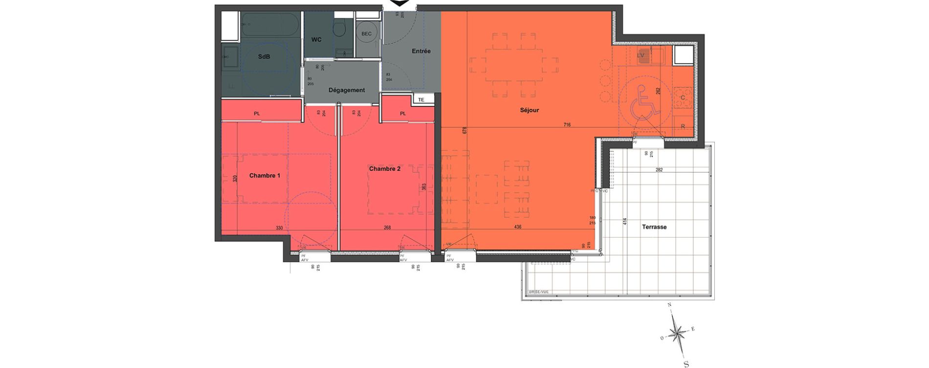 Appartement T3 de 75,39 m2 &agrave; Saint-Rapha&euml;l Centre
