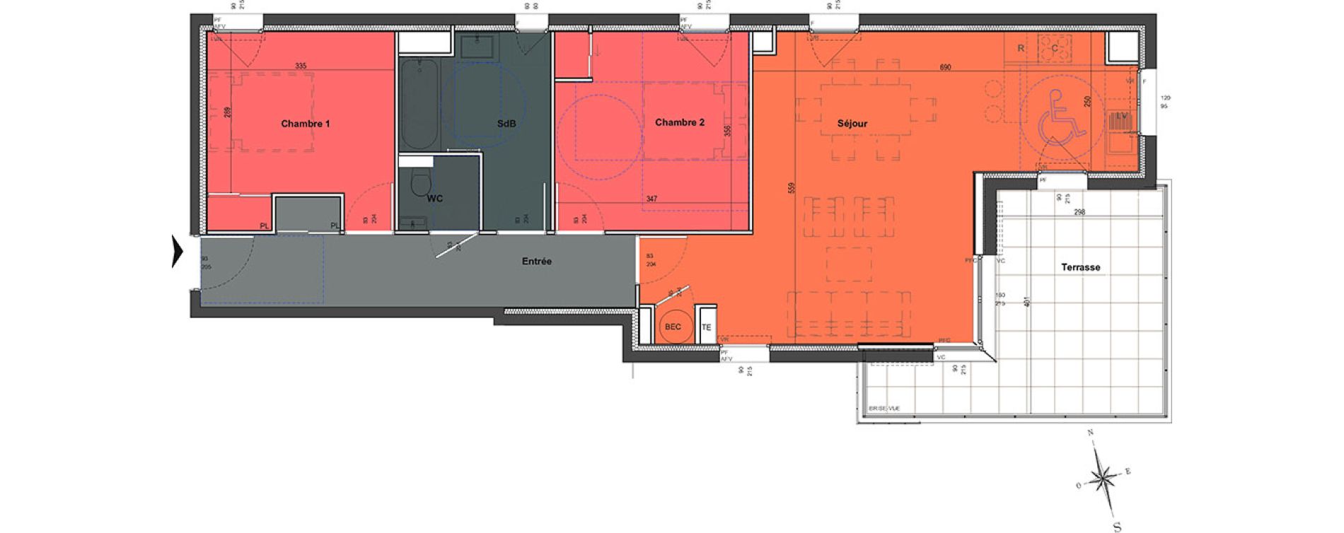 Appartement T3 de 75,66 m2 &agrave; Saint-Rapha&euml;l Centre