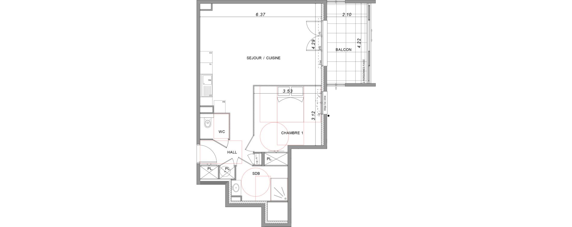 Appartement T2 de 57,15 m2 &agrave; Saint-Rapha&euml;l Valescure