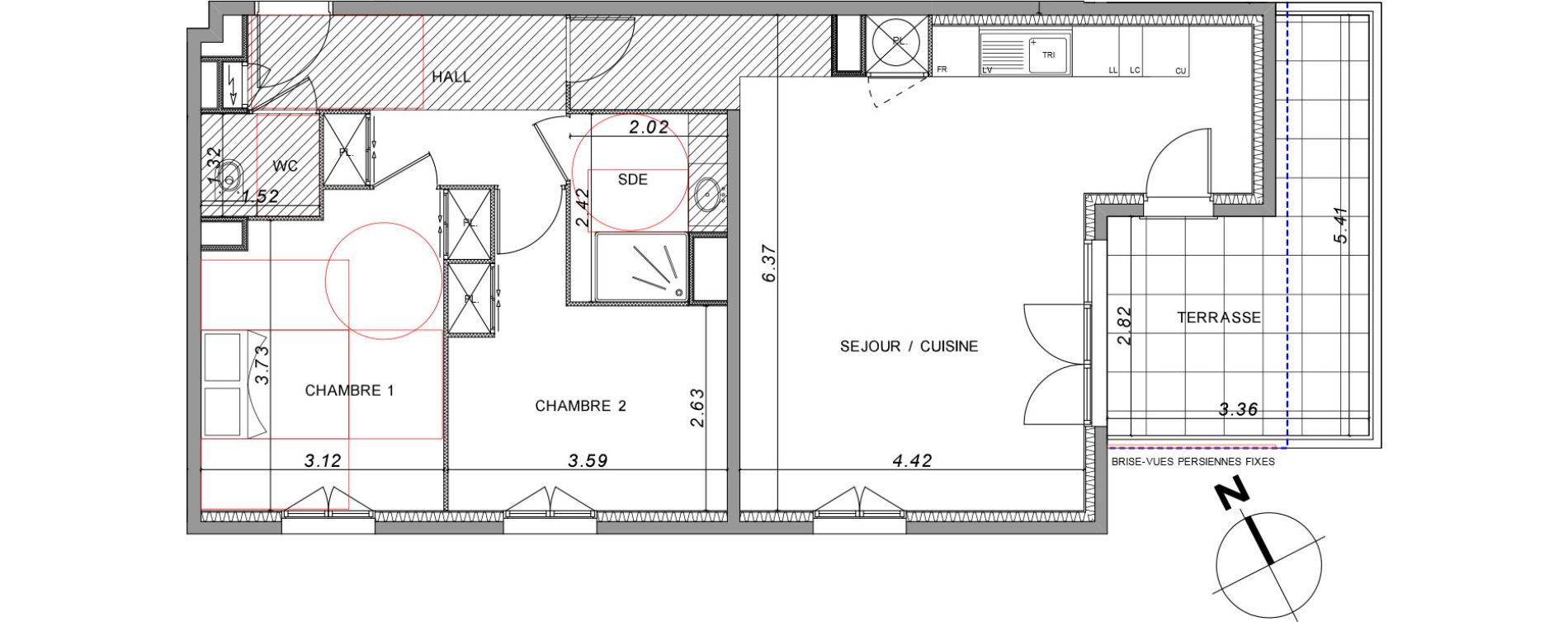 Appartement T3 de 72,91 m2 &agrave; Saint-Rapha&euml;l Valescure