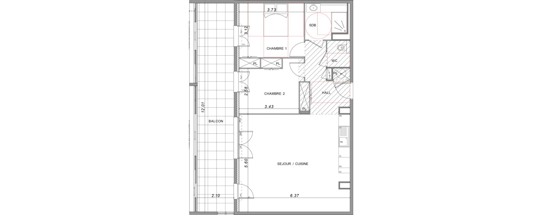 Appartement T3 de 73,62 m2 &agrave; Saint-Rapha&euml;l Valescure