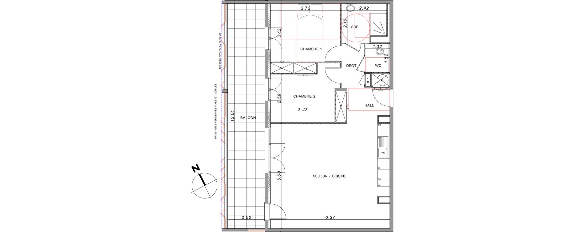 Appartement T3 de 73,73 m2 &agrave; Saint-Rapha&euml;l Valescure