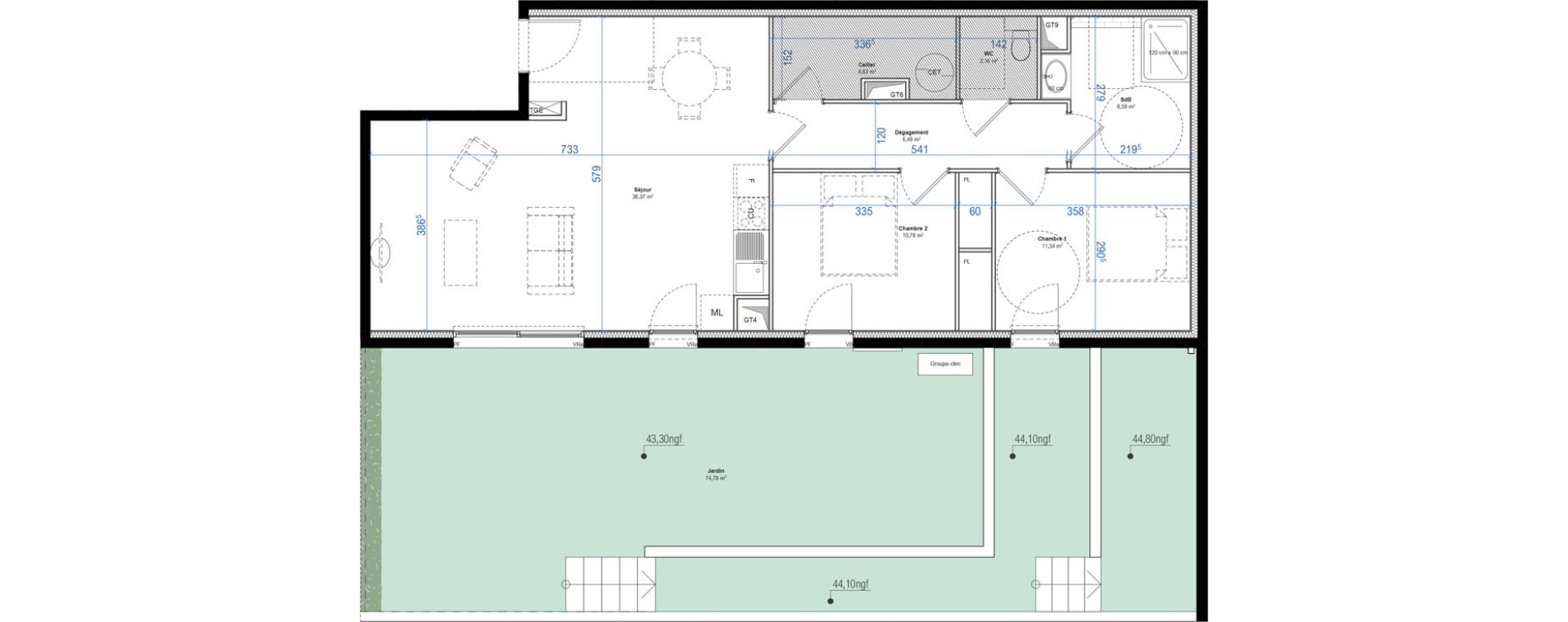 Appartement T3 de 78,56 m2 &agrave; Saint-Rapha&euml;l Peyron - saint-s&eacute;bastien