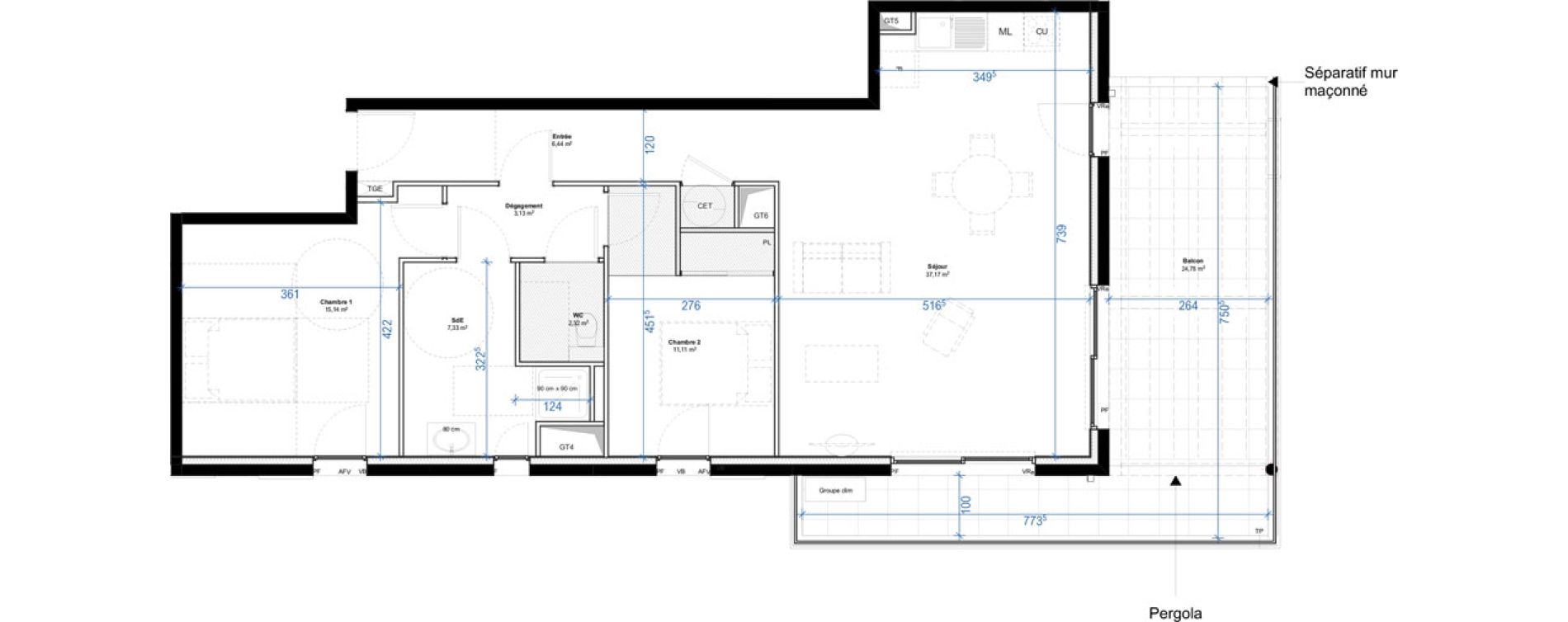 Appartement T3 de 82,65 m2 &agrave; Saint-Rapha&euml;l Peyron - saint-s&eacute;bastien