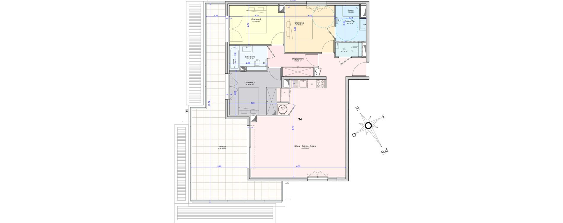 Appartement T4 de 91,55 m2 &agrave; Sainte-Maxime Centre