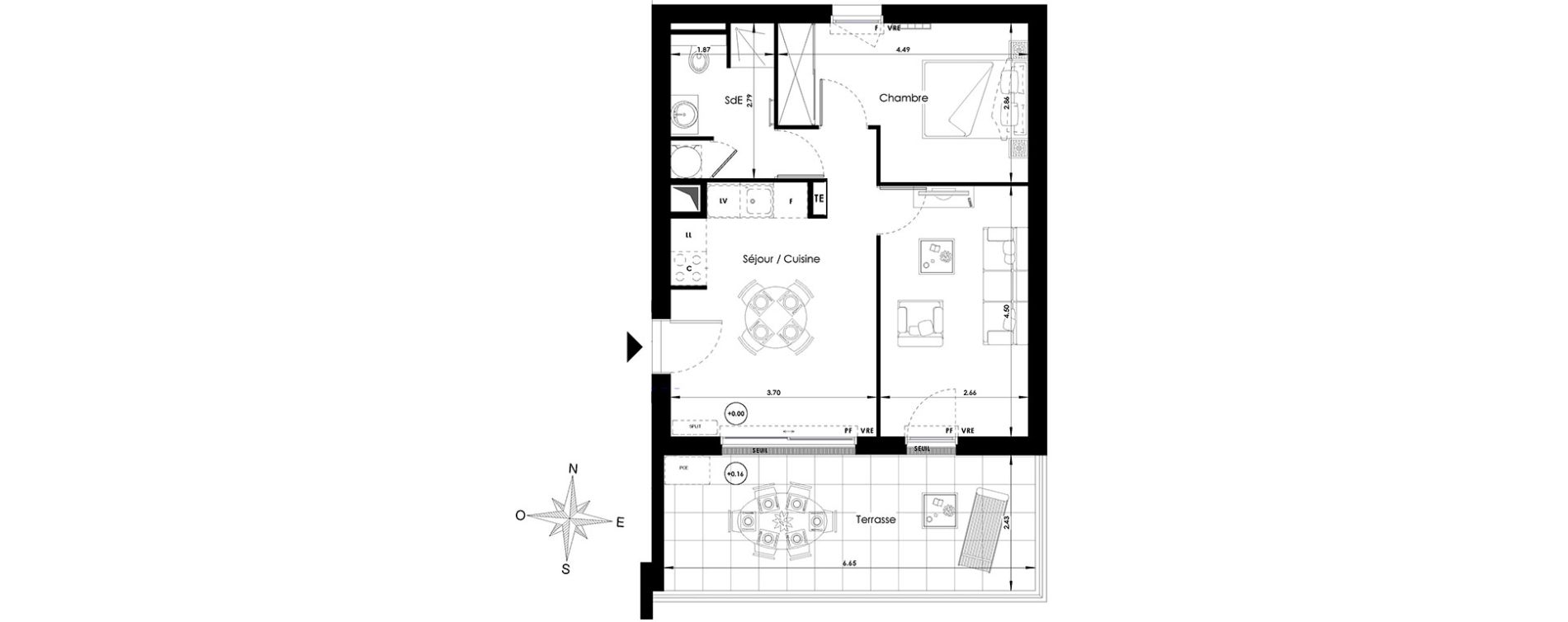 Appartement T2 de 45,43 m2 &agrave; Sanary-Sur-Mer Centre