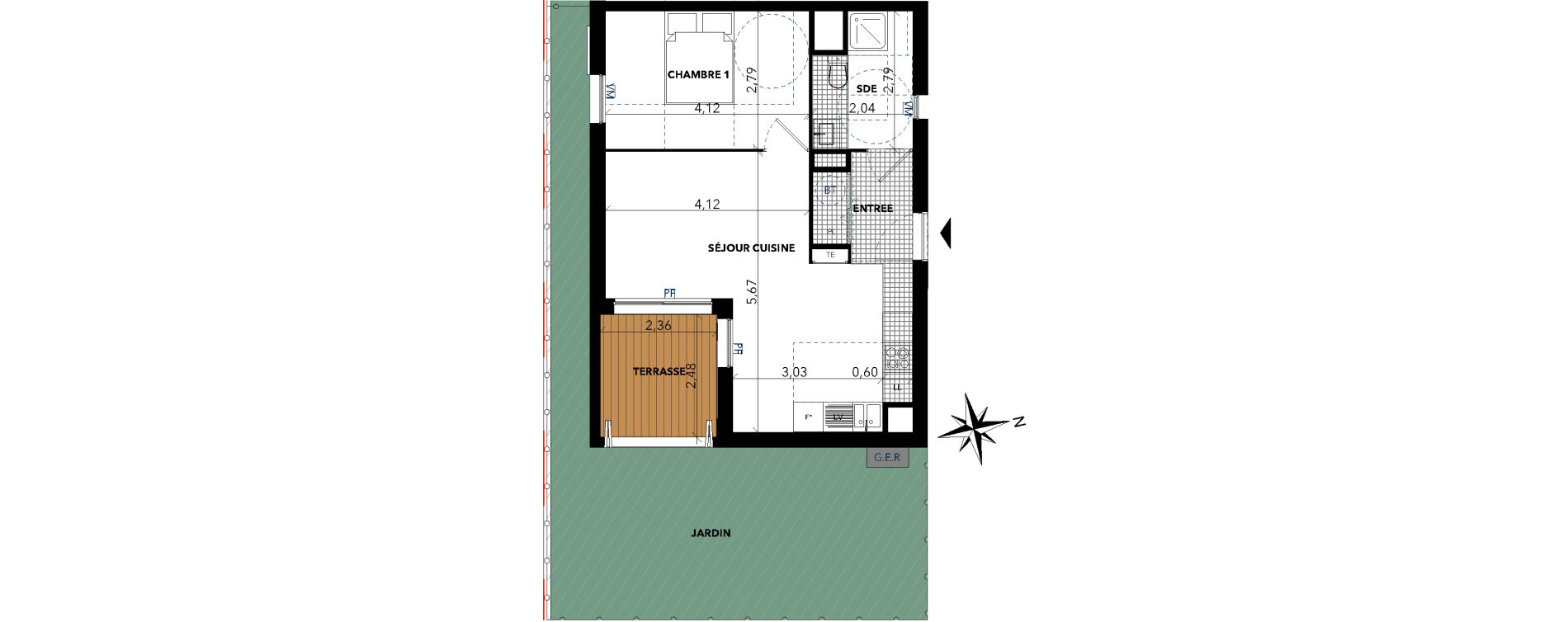 Appartement T2 de 43,76 m2 &agrave; Sanary-Sur-Mer Centre