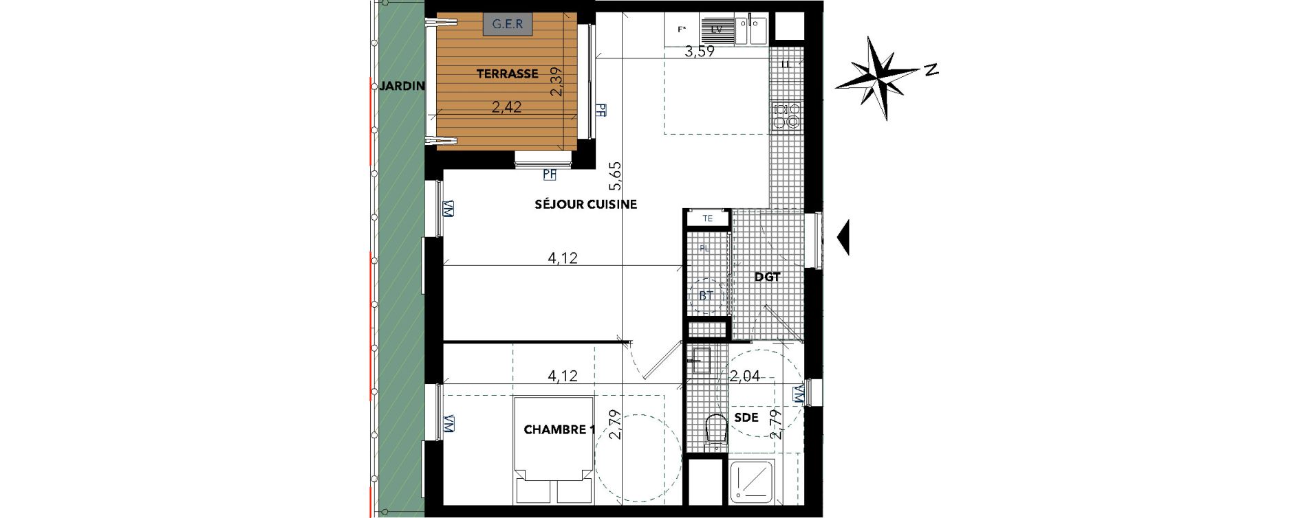 Appartement T2 de 43,34 m2 &agrave; Sanary-Sur-Mer Centre