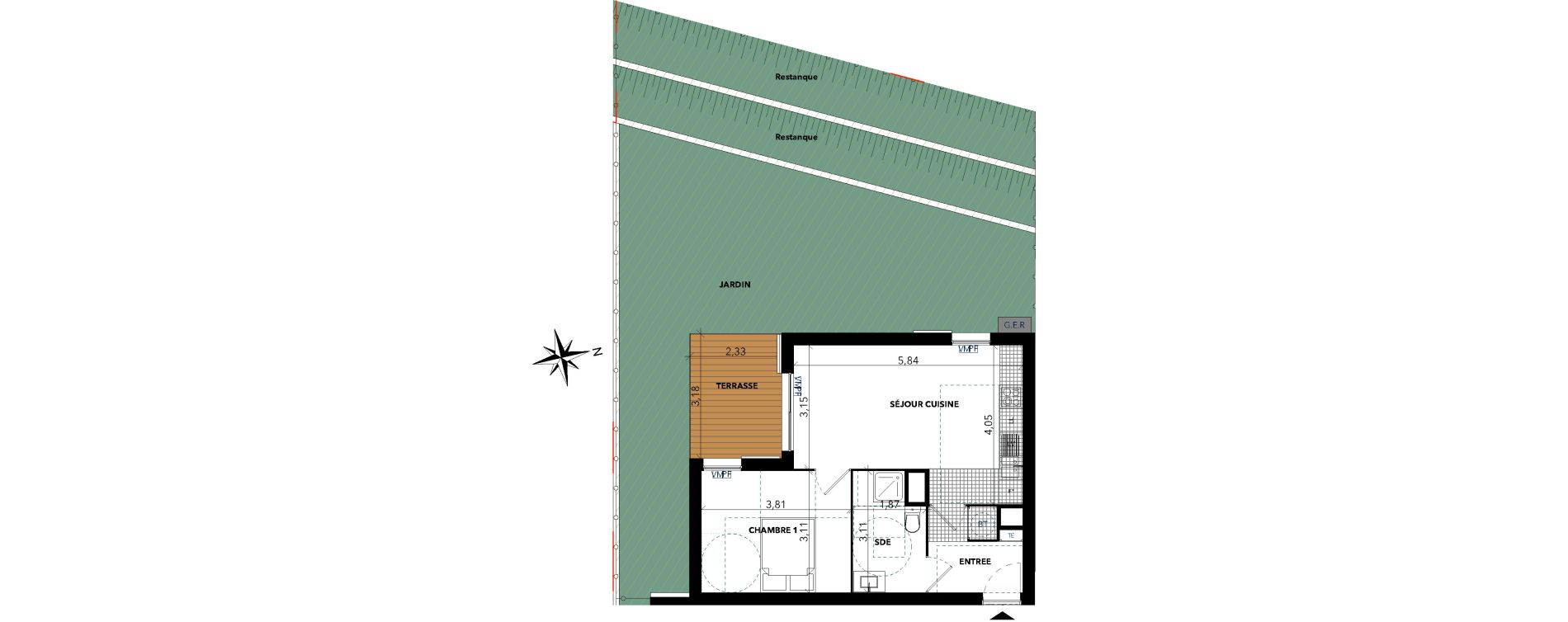 Appartement T2 de 42,39 m2 &agrave; Sanary-Sur-Mer Centre