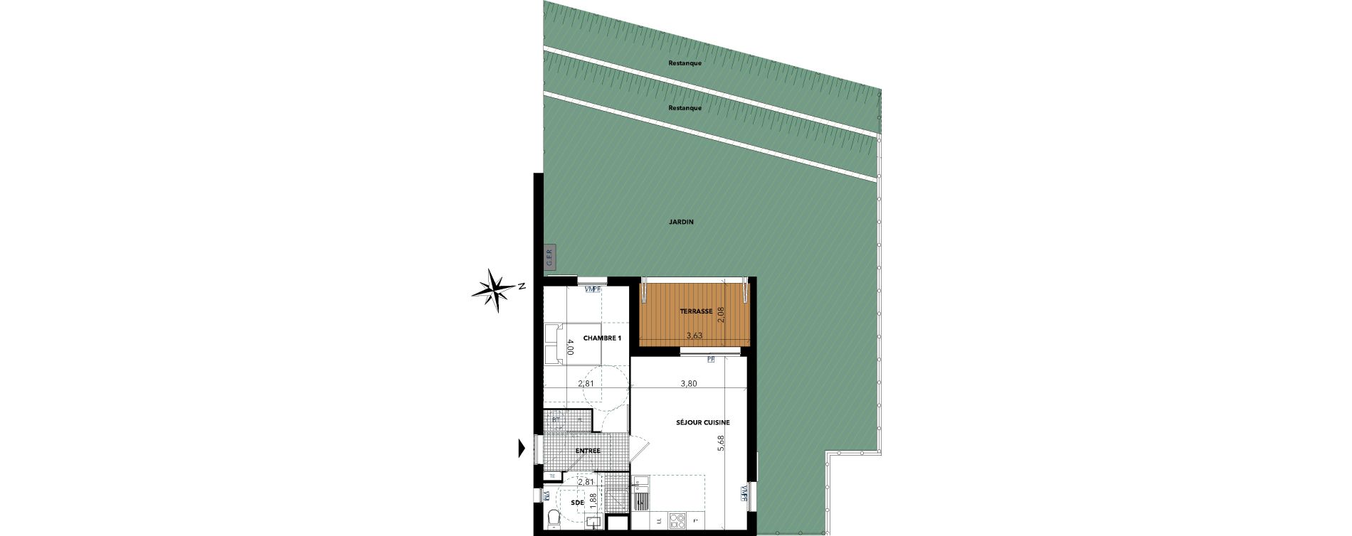 Appartement T2 de 42,87 m2 &agrave; Sanary-Sur-Mer Centre