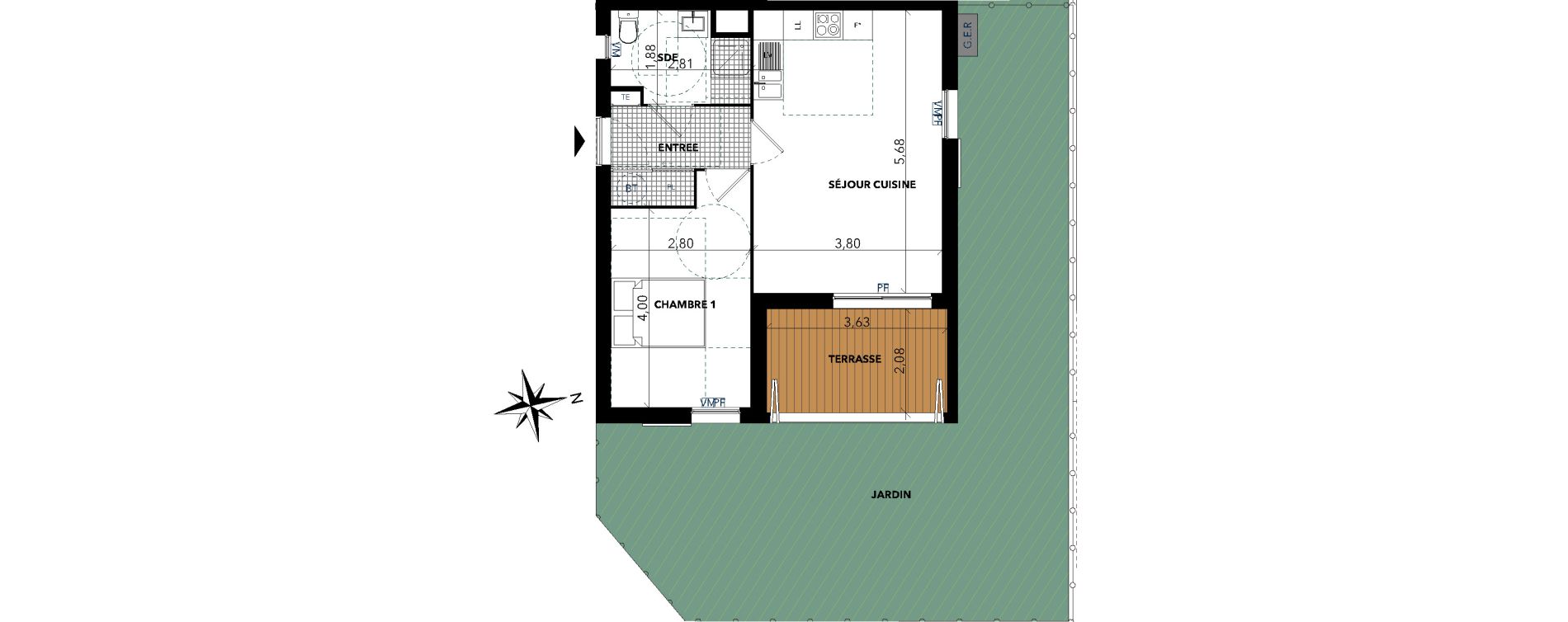 Appartement T2 de 43,12 m2 &agrave; Sanary-Sur-Mer Centre