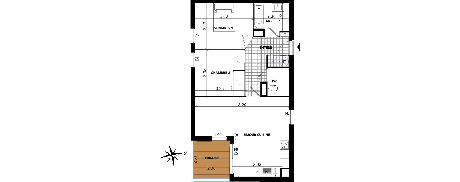 Appartement T3 de 61,86 m2 &agrave; Sanary-Sur-Mer Centre