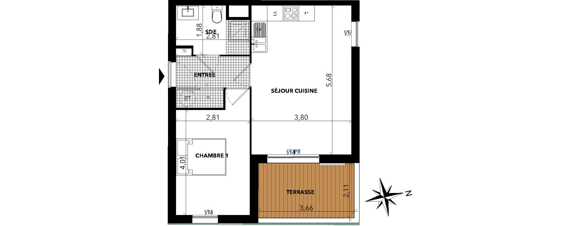 Appartement T2 de 42,94 m2 &agrave; Sanary-Sur-Mer Centre