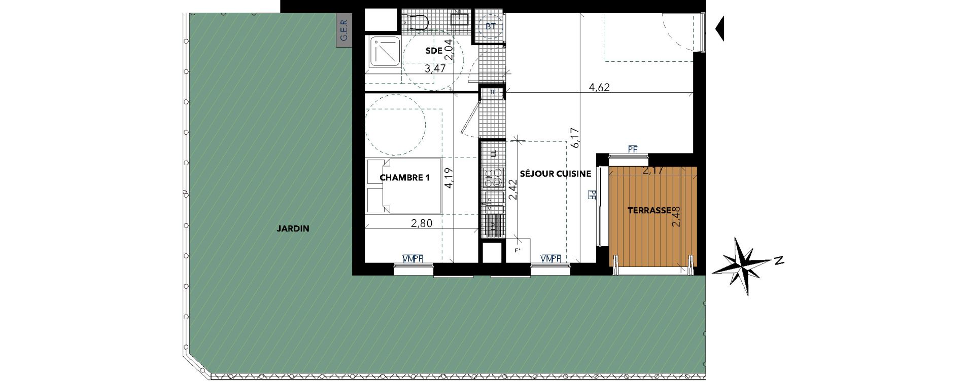 Appartement T2 de 42,09 m2 &agrave; Sanary-Sur-Mer Centre