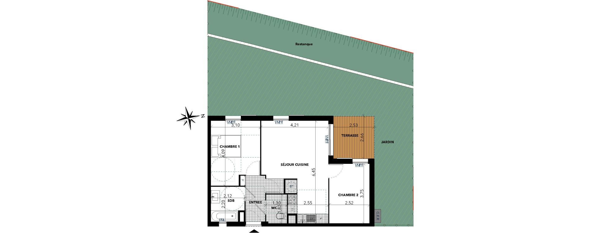 Appartement T3 de 54,61 m2 &agrave; Sanary-Sur-Mer Centre