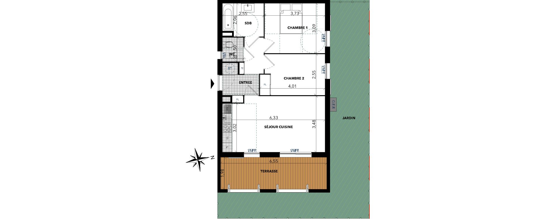 Appartement T3 de 55,43 m2 &agrave; Sanary-Sur-Mer Centre